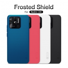 Чехол-накладка Nillkin Super Frosted Shield для смартфона Xiaomi Redmi 10C, противоударный бампер, рифлёный пластик, накладки на кнопки регулировки громкости, чёрный, белый, золотой, красный, сапфирово-синий (Sapphire Blue), сине-зелёный (Peacock Blue), подставка для просмотра видео, Киев, Київ