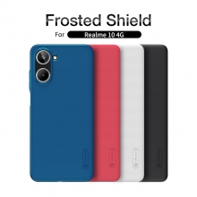 Чехол-накладка Nillkin Super Frosted Shield для смартфона Realme 10, противоударный бампер, рифлёный пластик, накладки на кнопки регулировки громкости, чёрный, белый, золотой, красный, сапфирово-синий (Sapphire Blue), сине-зелёный (Peacock Blue), Киев, Київ