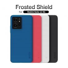 Чехол-накладка Nillkin Super Frosted Shield для смартфона Xiaomi Redmi Note 12 4G, противоударный бампер, рифлёный пластик, накладки на кнопки регулировки громкости, чёрный, белый, золотой, красный, сапфирово-синий (Sapphire Blue), сине-зелёный (Peacock Blue), подставка для просмотра видео, Киів, Киев