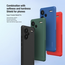 Чохол-накладка Nillkin Super Frosted Shield Pro для смартфона Xiaomi Redmi Note 13 Pro+, задня панель з полікарбоната + рама з термополіуретана, поєднання жорсткості з гнучкістю, додатковий захист кутів смартфона кутовими бамперами, накладки на кнопки живлення й регулювання гучності, чорний, синій, зелений, червоний, Київ, Киев