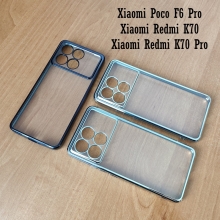 Чохол-накладка з кольоровим покриттям для Xiaomi Poco F6 Pro / Xiaomi Redmi K70 / Xiaomi Redmi K70 Pro, прозорий термополіуретан, виділені кольором рама і блок камер, додатковий захист кутів смартфона «повітряними подушками», накладка на кнопки регулювання гучності, Київ, Киев