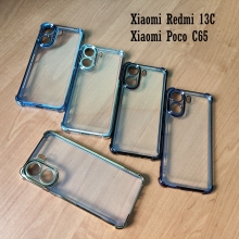 Чохол-накладка з кольоровим покриттям для Xiaomi Redmi 13C / Xiaomi Poco C65, прозорий термополіуретан, виділені кольором рама і блок камер, додатковий захист кутів смартфона «повітряними подушками», захист блоку камер, накладка на кнопки регулювання гучності, Київ, Киев