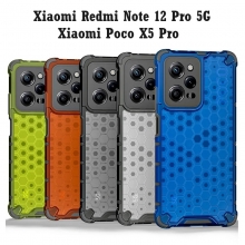 Чехол-накладка с рисунком в виде сот для смартфона Xiaomi Redmi Note 12 Pro 5G / Xiaomi Poco X5 Pro 5G, противоударный бампер, задняя панель из поликарбоната, рама из термополиуретана, сочетание жёсткости с гибкостью, дополнительная защита углов смартфона «воздушными подушками», накладка на кнопки регулировки громкости, чёрный + прозрачный, чёрный + серый, чёрный + красный, чёрный + синий, чёрный + зелёный, Киев, Київ