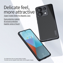 Чохол-накладка з вбудованим магнітом Nillkin Super Frosted Shield Pro Magnetic для смартфона Xiaomi Redmi Note 13 Pro 5G / Xiaomi Poco X6, MagSafe, задня панель з полікарбоната, рама з термополіуретана, захист кутів смартфона «повітряними подушками», накладки на кнопки живлення й регулювання гучності, вбудоване магнітне кільце з 36-х неодимових магнітів N52, подвійний отвір для кріплення ремінця, Київ, Киев