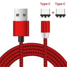 Магнітний кабель (USB – USB Type-C) з двома конекторами USB Type-C, підтримує зарядку і не підтримує передачу даних, в комплекті один кабель і 2 конектора USB Type-C, матеріал кабеля: луджена мідь, термопластичний еластомер і нейлонове обплетення високої щільності, роз’єми з алюмінієвого сплава, можливість використовувати знінні магнітні конектори MicroUSB, USB Type-C, Lightning, магнітний конектор обертається на 360°, світловий LED індикатор блакитного кольору, довжина кабеля: 1 м, червоний, Київ, Киев