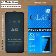 Матовое защитное стекло AG Matte Glass для смартфона Xiaomi Redmi 9, показатель по минералогической шкале твёрдости 9H, в 3 раза более устойчиво к царапинам, чем обычная защитная плёнка, не влияет на чувствительность сенсора, антибликовое покрытие, олеофобное покрытие, набор для подклеивания краёв защитного стекла, liquid, Киев, Київ