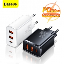 Сетевое зарядное устройство Baseus Compact Quick Charger 30 Вт (USB + USB + USB Type-C), CCXJ-E01, CCXJ-E02, материал корпуса: негорючий пластик, поддержка одновременной зарядки трёх устройств, порт USB Type-C поддерживает быструю зарядку и USB Power Delivery 3.0 до 30 Вт, совместимость с большинством стандартов быстрой зарядки, умная зарядка (автоматический подбор параметров зарядки для различных устройств), многоуровневая защита от замыканий, перегрузок, перегрева и т. п., Киев
