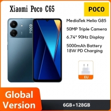 Смартфон Xiaomi Poco C65 NFC (6 + 128 Гб, Global Version), 2 SIM-карти, 4G LTE, Helio G85, 6 Гб RAM + 128 Гб ROM, екран 6,74'' IPS 1600 * 720, 90 Гц, 3 основні камери 50 МП + 2 МП + 0,08 МП, селфі камера 8 МП, акумулятор 5000 мА/г / 18 Вт, сканер відбитків пальців, Wi-Fi, Bluetooth 5.3, GPS, NFC / Google Pay, OTG, USB Type-C, 3,5 мм аудіоджек, MIUI 14 for Poco, базі Android 13, УКРАЇНСЬКА МОВА, GOOGLE PLAY, Київ, Киев