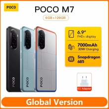 Смартфон Xiaomi Poco M7 NFC (6 + 128 Гб, Global Version) Смартфон Xiaomi Poco M7 NFC (6 + 128 Гб, Global Version), 2 SIM-карти, 4G LTE, Snapdragon 685, 6 Гб RAM + 128 Гб ROM, екран 6,9'' IPS LCD FHD+, 144 Гц, 2 основні камери 50 МП, акумулятор 7000 мА/г, 33 Вт, реверсивна OTG зарядка 18 Вт, сканер відбитків пальців, Wi-Fi, Bluetooth 5.0, GPS, NFC / Google Pay, OTG, USB Type-C, HyperOS, Android 15, УКРАЇНСЬКА МОВА, GOOGLE PLAY, Київ, Киев