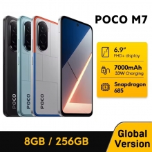 Смартфон Xiaomi Poco M7 NFC (8 + 256 Гб, Global Version), 2 SIM-карти, 4G LTE, Snapdragon 685, 8 Гб RAM + 256 Гб ROM, екран 6,9'' IPS LCD FHD+, 144 Гц, 2 основні камери 50 МП, акумулятор 7000 мА/г, 33 Вт, реверсивна OTG зарядка 18 Вт, сканер відбитків пальців, Wi-Fi, Bluetooth 5.0, GPS, NFC / Google Pay, OTG, USB Type-C, HyperOS, Android 15, УКРАЇНСЬКА МОВА, GOOGLE PLAY, Київ, Киев