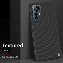 Текстурированный чехол-накладка Nillkin для смартфона Xiaomi 12 Lite, textured case, противоударный бампер, рифлёный пластик с нейлоновым волокном, рама из термополиуретана, логотип Nillkin, двойное отверстие для крепления ремешка, чёрный, Киев, Київ