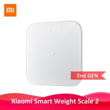 Умные весы Xiaomi Mi Scale 2, пластик + закалённое стекло, высокоточный сенсор из марганцовистой стали, диапазон измерения веса: 100 г – 150 кг, шаг измерения: 50 г, контроль изменения веса при помощи приложения Mi Fit, функция калькуляции идеального веса, функция контроля баланса тела, индивидуальные параметры 16 человек, bluetooth 5.0, килограммы, фунты, кэтти (китайские фунты), светодиодное табло, батарейки ААА (3 шт.), Android 4.4 и выше, iOS 9.0 и выше, белый, Киев