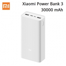 Зовнішній зарядний пристрій Xiaomi Power Bank 3 (30000 мА/г), модель: PB3018ZM, полікарбонат + ABS пластик, номінальна ємність акумулятора (3,7 В): 30000 мА/г (111 Вт/г), реальна ємність акумулятора (5 В / 3,6 А): 18000 мА/г, интерфейс USB Type-C, microUSB, USB Type-A, підтримка одночасної зарядки трьох пристроїв, максимальна потужність 18 Вт, підтримує зарядку малою силою струму для Xiaomi Mi Band, Bluetooth-гарнітур, бездротових навушників, Київ, Киев