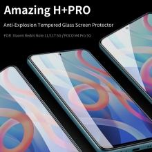 Защитное стекло Nillkin H+Pro для смартфона Xiaomi Poco M4 Pro 5G / Xiaomi Redmi Note 11 (China), закалённое стекло, бронированное стекло, 9H, толщина 0,2 мм, 2,5D, 2.5D, антибликовое покрытие, олеофобное покрытие, Киев