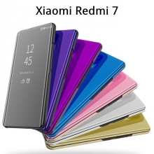 Зеркальный чехол-книжка-подставка Mirror Case для смартфона Xiaomi Redmi 7, противоударный чехол, пластик + полиуретан, смарт-чехол (при открытии чехла экран включается), Kview Magic Mirror, возможность трансформации чехла в подставку для просмотра видео, чёрный, синий, фиолетовый, золотой, розовый, Киев